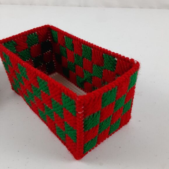 Vintage Handmade Needlepoint Canvas Christmas Coasters with Holder 9 Pc Snowmen - Picture 16 of 16